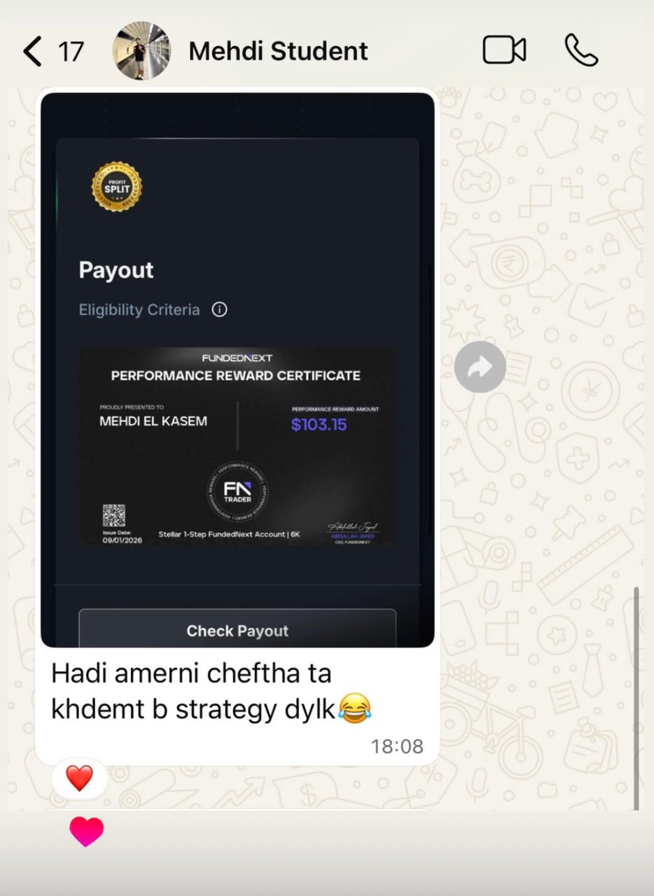 Payout FundedNext ‏$103.15 — طالب BPR