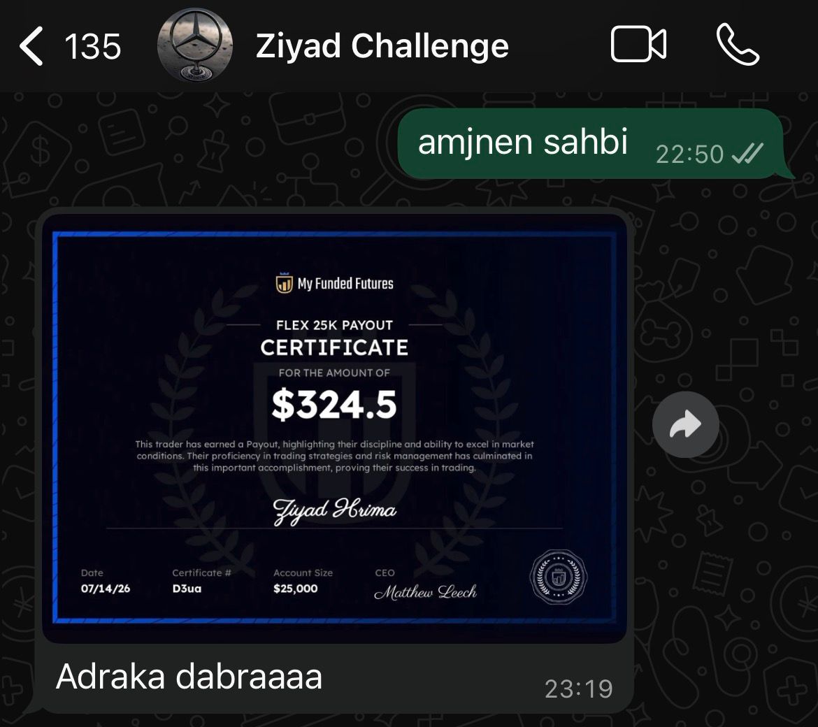 Payout My Funded Futures ‏$324.50 — Ziyad طالب BPR
